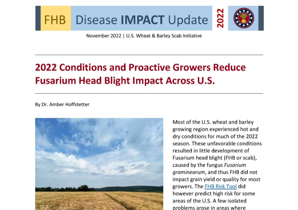 2022 Fusarium Head Blight Disease Impact update published