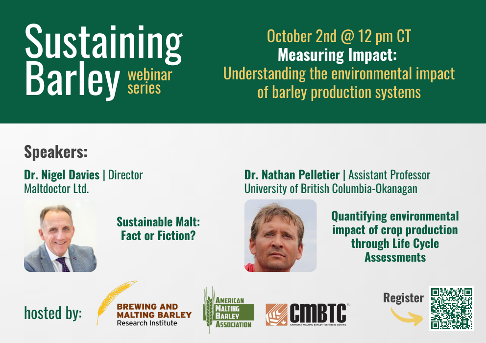Sustaining Barley Webinar Series | Measuring Impact: Understanding the environmental impact of barley production systems